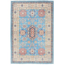 Tappeto Kazak Afghanistan Medaglione Azzurro Cielo Terracott