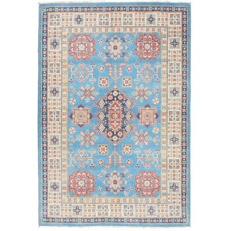 Tappeto Kazak Afghanistan Medaglione Azzurro Cielo Terracott