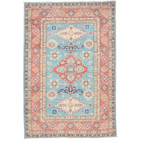 Tappeto Kazak Afghanistan Geometrico Turchese Corallo Blu Sc