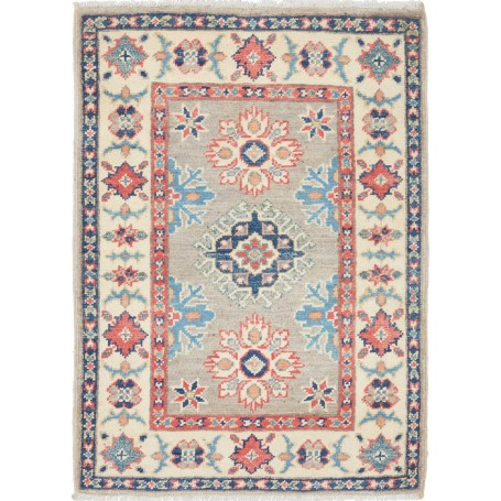Tappeto Kazak Afghanistan Geometrico Grigio Beige Crema Blu