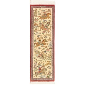 Tappeto Ghom Seta Persia Floreale Crema Rosso Marrone Verde