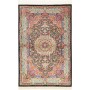 Tappeto Ghom Seta Persia Floreale Nero Rosa Cipria Azzurro M