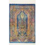 Tappeto Ghom Seta Persia Floreale Blu Zaffiro Oro Rosa Verde