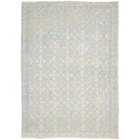 Tappeto Kilim Afghanistan Geometrico Azzurro Tenue Bianco Cr