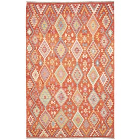 Tappeto Kilim Afghanistan Astratto Arancione Terracotta Azzu