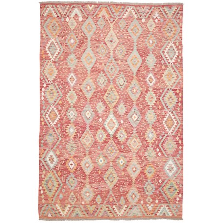 Tappeto Kilim Afghanistan Astratto Rosso Terracotta Arancio