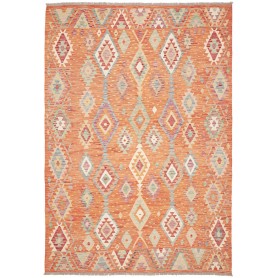 Tappeto Kilim Afghanistan Astratto Arancio Terracotta Blu Ch