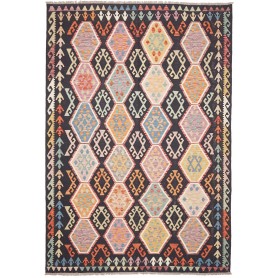 Tappeto Kilim Afghanistan Astratto Grigio Antracite Multicol