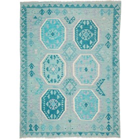 Tappeto Kilim Afghanistan Cornice Acquamarina Turchese Lavan