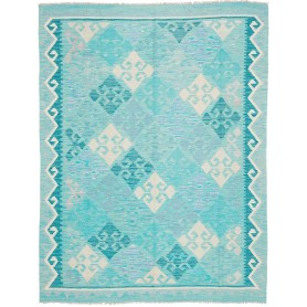 Tappeto Kilim Afghanistan Astratto Turchese Chiaro Verde Acq