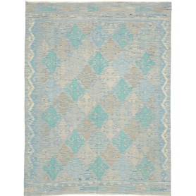 Tappeto Kilim Afghanistan Astratto Blu Cielo Turchese Beige