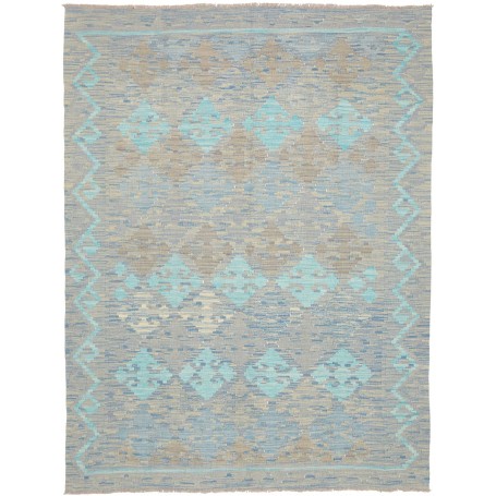 Tappeto Kilim Afghanistan Astratto Blu Celeste Beige Turches