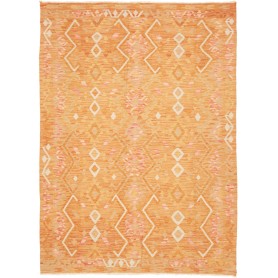 Tappeto Kilim Afghanistan Geometrico Arancio Caldo Crema Ros