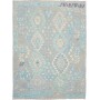 Tappeto Kilim Afghanistan Astratto Azzurro Grigio Turchese B