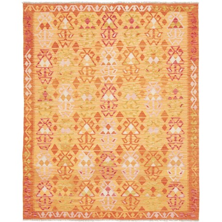Tappeto Kilim Afghanistan Astratto Arancio Dorato Terracotta