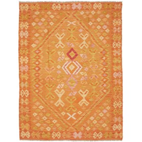 Tappeto Kilim Afghanistan Geometrico Arancione Giallo Crema