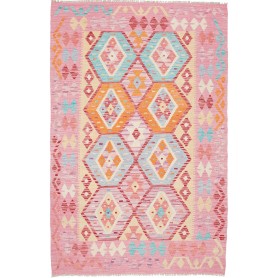 Tappeto Kilim Afghanistan Astratto Rosa Blu Cielo Arancione