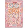 Tappeto Kilim Afghanistan Astratto Rosa Blu Cielo Arancione