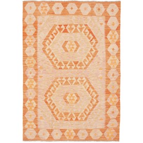 Tappeto Kilim Afghanistan Astratto Arancio Terra Avorio Chia