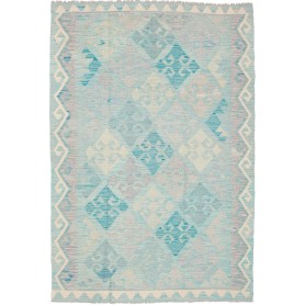 Tappeto Kilim Afghanistan Astratto Blu Chiaro Acquamarina Cr