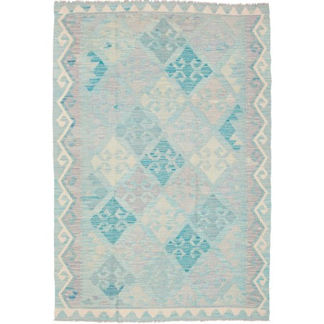 Tappeto Kilim Afghanistan Astratto Blu Chiaro Acquamarina Cr