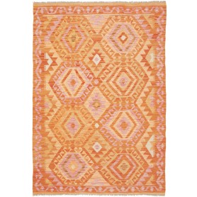 Tappeto Kilim Afghanistan Geometrico Arancio Mandarino Rosa