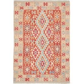 Tappeto Kilim Afghanistan Geometrico Terracotta Crema Blu Ro