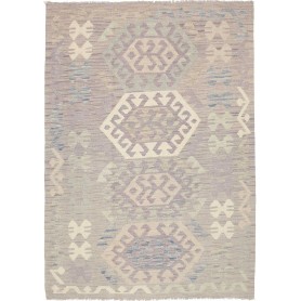 Tappeto Kilim Afghanistan Astratto Grigio Lavanda Crema Blu