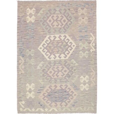 Tappeto Kilim Afghanistan Astratto Grigio Lavanda Crema Blu