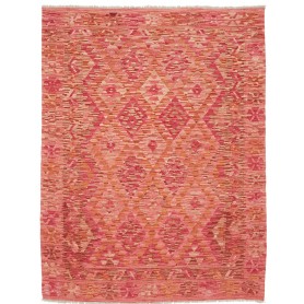 Tappeto Kilim Afghanistan Geometrico Rosa Arancio Corallo Cr