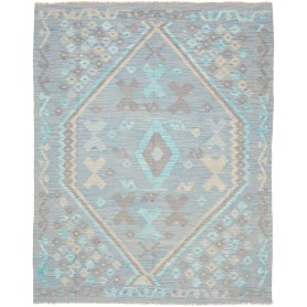Tappeto Kilim Afghanistan Geometrico Azzurro Celeste Grigio