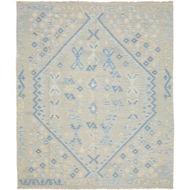 Tappeto Kilim Afghanistan Astratto Verde Salvia Chiaro Blu C