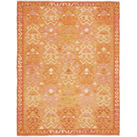 Tappeto Kilim Afghanistan Geometrico Arancione Rosa Crema Gi