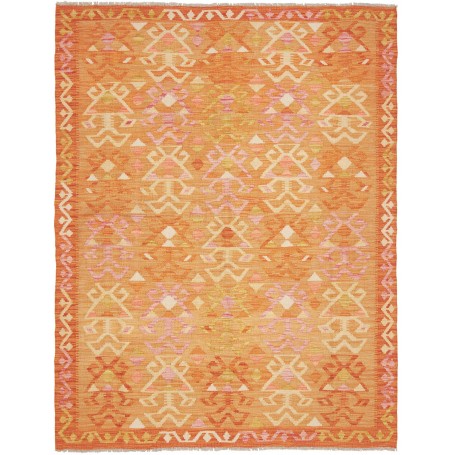 Tappeto Kilim Afghanistan Geometrico Arancione Rosa Crema Gi