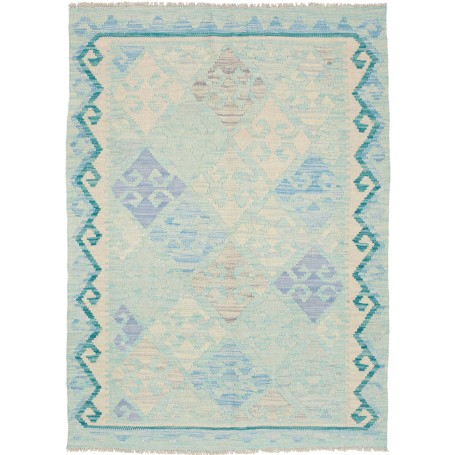 Tappeto Kilim Afghanistan Astratto Azzurro Chiaro Avorio Lav