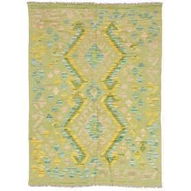 Tappeto Kilim Afghanistan Geometrico Verde Giallo Azzurro Be