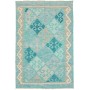 Tappeto Kilim Afghanistan Astratto Turchese Blu Grigio Bianc