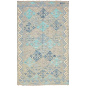 Tappeto Kilim Afghanistan Tribale Grigio Beige Chiaro Blu Ci