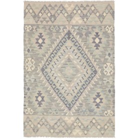 Tappeto Kilim Afghanistan Astratto Grigio Chiaro Azzurro Gri