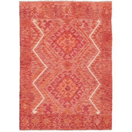 Tappeto Kilim Afghanistan Geometrico Rosso Corallo Terracott