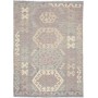 Tappeto Kilim Afghanistan Astratto Grigio Lilla Crema Verde