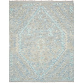 Tappeto Kilim Afghanistan Astratto Azzurro Chiaro Grigio Bei