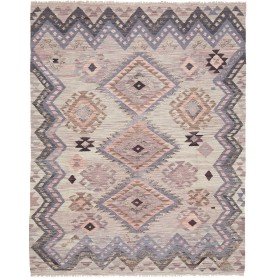 Tappeto Kilim Afghanistan Geometrico Beige Grigio Lavanda Li