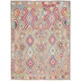 Tappeto Kilim Afghanistan Geometrico Grigio Rosso Blu Giallo