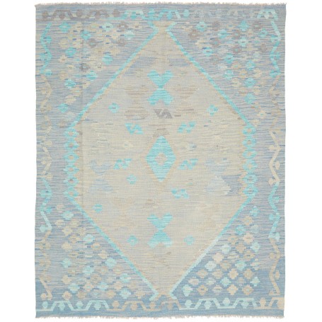 Tappeto Kilim Afghanistan Geometrico Azzurro Beige Turchese
