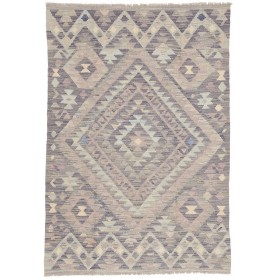 Tappeto Kilim Afghanistan Astratto Grigio Violaceo Tenue Bei