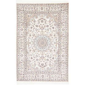 Tappeto Nain 6la Persia Floreale Bianco Crema Panna Blu Azzu