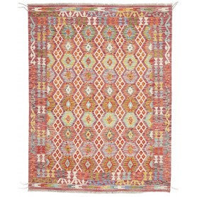 Tappeto Kilim Afghanistan Astratto Rosso Bordeaux Arancio Tu