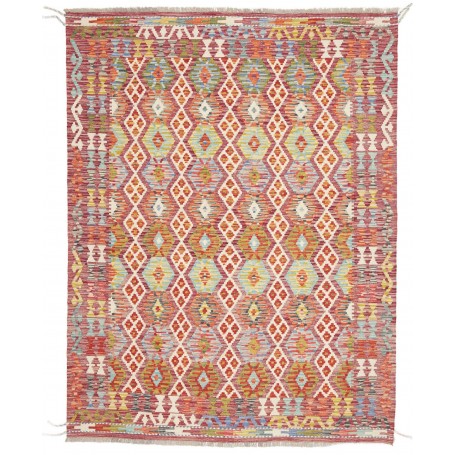 Tappeto Kilim Afghanistan Astratto Rosso Bordeaux Arancio Tu