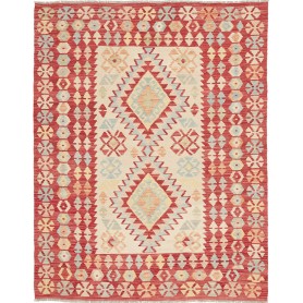 Tappeto Kilim Afghanistan Geometrico Rosso Crema Blu Chiaro